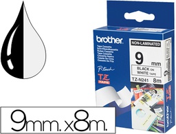 [TZEN231] CINTA BROTHER TZEN231 NEGRO SOBRE BLANCO 9 MM NO LAMINADA
