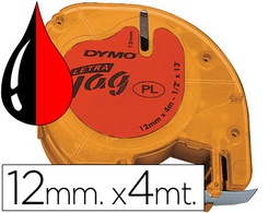 [S0721630] CINTA DYMO 12MMX4MT -NEGRO/ROJO PARA MAQUINA LETRATAG