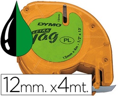 [S0721640] CINTA DYMO 12MMX4MT -NEGRO/VERDE ACIDO PARA MAQUINA LETRATAG