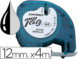 [S0721730] CINTA DYMO METALIZADA 12MMX4MT -NEGRO/PLATA PARA LETRATAG