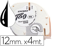 [S0721510] CINTA DYMO PAPEL 12MMX4MT NEGRO/BLANCO PARA LETRATAG
