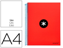 [KD42] CUADERNO ESPIRAL A4 MICRO ANTARTIK TAPA FORRADA 120H 90 GR LISO CON BANDAS 4 TALADROS COLOR ROJO