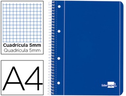[BE03] CUADERNO ESPIRAL LIDERPAPEL A4 MICRO SERIE AZUL TAPA BLANDA 80H 75 GR CUADRO 5MM CON MARGEN 4 TALADROS AZUL
