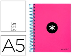 [KD55] CUADERNO ESPIRAL A5 MICRO ANTARTIK TAPA FORRADA 120H 90 GR LISO CON BANDAS 6 TALADROS COLOR ROSA FLUOR