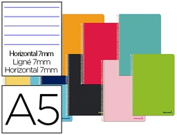[BJ02] CUADERNO ESPIRAL LIDERPAPEL A5 MICRO SMART TAPA BLANDA 80H60GR HORIZONTAL 7MM DOBLE MARGEN 4 TALADROS COLORES