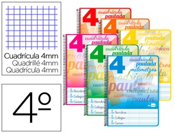 [BC46] CUADERNO ESPIRAL LIDERPAPEL CUARTO PAUTAGUIA TAPA BLANDA 40H 80 GR CUADRO PAUTADO 4MM COLORES SURTIDOS