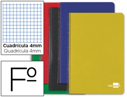[BF25] CUADERNO ESPIRAL LIDERPAPEL FOLIO TAPA DURA 80H 60 GR CUADRO 4MM CON MARGEN COLORES SURTIDOS