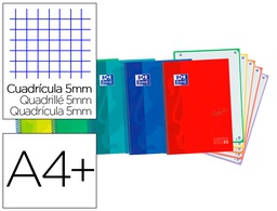 [400138671] CUADERNO ESPIRAL OXFORD EBOOK 5 TAPA EXTRADURA DIN A4+ 120 H MICROPERFORADAS CUADRO 5 MM COLORES VIVOS SURTIDOS