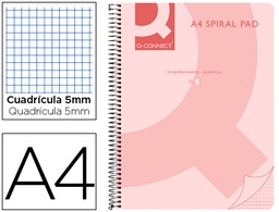 [KF10032] CUADERNO ESPIRAL Q CONNECT A4 MICRO TAPA PLASTICO 80H 70G CUADRO 5MM SIN BANDAS 4 TALADROS ROSA
