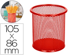 [KF00882] CUBILETE PORTALAPICES Q-CONNECT ROJO METAL REDONDO REJILLA DIAMETRO 86 MM ALTO 105 MM