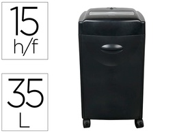 [KF15553] DESTRUCTORA DE DOCUMENTOS Q-CONNECT KF15553 CAPACIDAD DE CORTE 15 H DESTRUYE GRAPAS CLIPS CD Y TARJETAS 35 LITROS