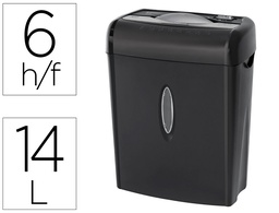 [KF17970] DESTRUCTORA DE DOCUMENTOS Q-CONNECT KF17970 CAPACIDAD DE CORTE 6 H DESTRUYE GRAPAS CLIPS Y TARJETAS PAPELERA 14L