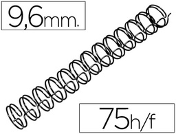 [RG810610] ESPIRAL WIRE 3:1 9,6 MM N.6 NEGRO CAPACIDAD 75 HOJAS CAJA DE 100 UNIDADES