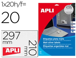 [10071] ETIQUETA ADHESIVA APLI 10071 METALIZADA 210X297 MM PARA FOTOCOPIADORA LASER CAJA 20 HOJAS