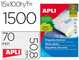 [1295] ETIQUETA ADHESIVA APLI 1295 TAMAÑO 70X50,8 MM FOTOCOPIADORA LASER INK-JET CAJA CON 100 HOJAS DIN A4
