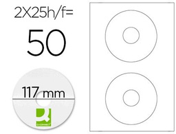 [KF01579] ETIQUETA ADHESIVA Q-CONNECT KF01579 -TAMAÑO CD-ROM -FOTOCOPIADORA -LASER -INK-JET-CAJA CON 25 H/50 ETIQUETAS