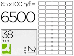 [KF01581] ETIQUETA ADHESIVA Q-CONNECT KF01581 TAMAÑO 38,1X21,2MM FOTOCOPIADORA LASER INK-JET CAJA CON 100 HOJAS DIN A4