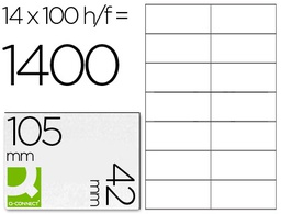 [KF10655] ETIQUETA ADHESIVA Q-CONNECT KF10655 TAMAÑO 105X42 MM FOTOCOPIADORA LASER INK-JET CAJA CON 100 HOJAS DIN A4