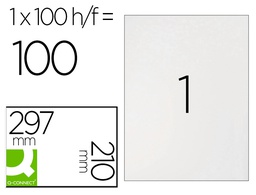 [KF10664] ETIQUETA ADHESIVA Q-CONNECT KF10664 TAMAÑO 210X297 MM FOTOCOPIADORA LASER INK-JET CAJA CON 100 HOJAS DIN A4