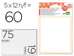 [ET11] ETIQUETAS LIDERPAPEL SOBRE DE 10 H. + 2 H. OBSEQUIO 19X75 MM -5 UNIDADES POR HOJA