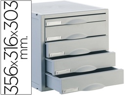 [8405C GS] FICHERO CAJONES DE SOBREMESA ARCHISYSTEM 356X316X303 MM 5 CAJONES COLOR GRIS 4 DE 52MM Y 1 DE 22MM