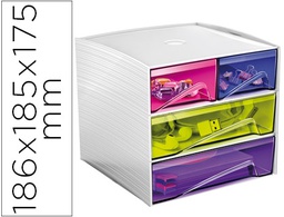 [1032110811] FICHERO CAJONES DE SOBREMESA CEP MYCUBE 4 CAJONES POLIESTIRENO MULTICOLOR 186X185X175 MM
