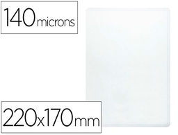 [KF15079] FUNDA PORTACARNET Q-CONNECT CUARTO 140 MICRAS PVC TRANSPARENTE 220X170MM