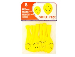 [26058 (20058)] GLOBO 100% LATEX BIODEGRADABLE CARA SONRIENTE BOLSA DE 8 UNIDADES