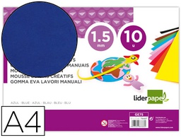 [GE75] GOMA EVA LIDERPAPEL DIN A4 60G/M2 ESPESOR 1,5MM AZUL PAQUETE DE 10 HOJAS