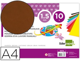 [GE79] GOMA EVA LIDERPAPEL DIN A4 60G/M2 ESPESOR 1,5MM MARRON PAQUETE DE 10 HOJAS