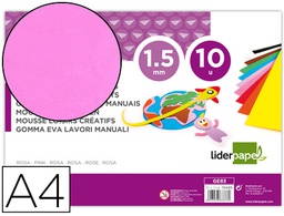 [GE83] GOMA EVA LIDERPAPEL DIN A4 60G/M2 ESPESOR 1,5MM ROSA PAQUETE DE 10 HOJAS