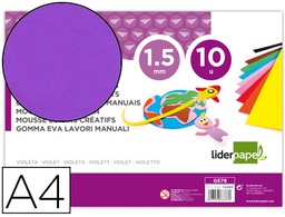 [GE78] GOMA EVA LIDERPAPEL DIN A4 60G/M2 ESPESOR 1,5MM VIOLETA PAQUETE DE 10 HOJAS