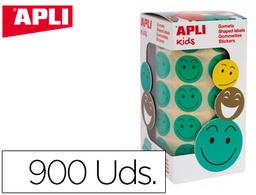 [14373] GOMETS APLI AUTOADHESIVO SMILE VERDE CARA FELIZ ROLLO DE 900 UNIDADES