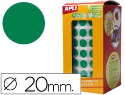 [4862] GOMETS AUTOADHESIVOS CIRCULARES 20MM VERDE ROLLO DE 1770 UNIDADES