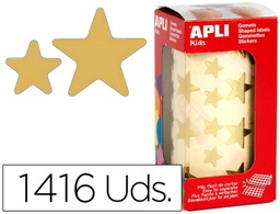 [12044] GOMETS AUTOADHESIVOS ESTRELLAS GRANDES ORO EN ROLLO CON 1416 UNIDADES