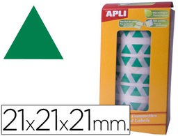[4870] GOMETS AUTOADHESIVOS TRIANGULARES 21X21X21 MM VERDE ROLLO DE 2832 UNIDADES