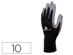 [VE712GR10] GUANTES DELTAPLUS DE PUNTO POLIESTER PALMA DE NITRILO ESPECIAL PARA MECANICA GRASAS ACEITES NEGRO-GRIS TALLA 10