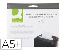 [KF18470] HOJAS LUBRICANTES Y AFILADORAS Q-CONNECT PARA DESTRUCTORA PAQUETE DE 12 HOJAS TAMAÑO 220X150 MM