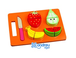 [16402] JUEGO ANDREUTOYS BANDEJA FRUTAS PARA CORTAR 21,4X15X3 CM
