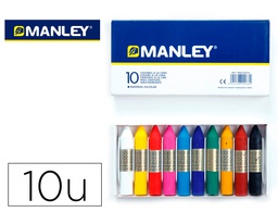 [MNC00033] LAPICES CERA MANLEY CAJA DE 10 COLORES SURTIDOS