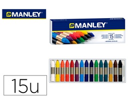 [MNC00055] LAPICES CERA MANLEY CAJA DE 15 COLORES SURTIDOS