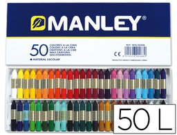 [MNC00088] LAPICES CERA MANLEY CAJA DE 50 COLORES SURTIDOS