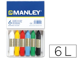 [MNC00022 /106] LAPICES CERA MANLEY CAJA DE 6 COLORES SURTIDOS
