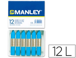 [MNC04635] LAPICES CERA MANLEY UNICOLOR AZUL COBALTO N.20 CAJA DE 12 UNIDADES