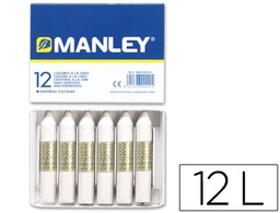 [MNC04442] LAPICES CERA MANLEY UNICOLOR BLANCO N.1 CAJA DE 12 UNIDADES
