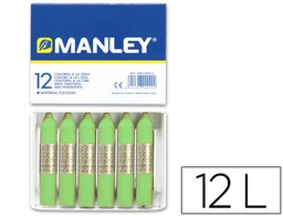 [MNC04657] LAPICES CERA MANLEY UNICOLOR VERDE AMARILLENTO N.22 CAJA DE 12 UNIDADES