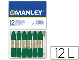 [MNC04679] LAPICES CERA MANLEY UNICOLOR VERDE ESMERALDA N.24 CAJA DE 12 UNIDADES