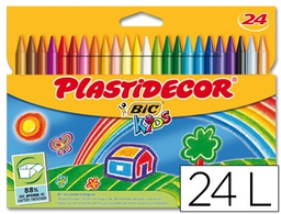 [9203013] LAPICES CERA PLASTIDECOR CAJA DE 24 COLORES
