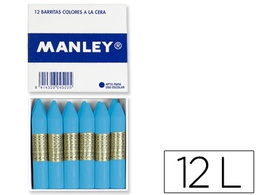 [MNC04840] LAPICES CERA MANLEY UNICOLOR CELESTE CLARO N.41 CAJA DE 12 UNIDADES