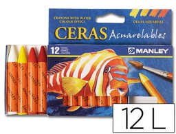 [MNQ00412] LAPICES CERA MANLEY ACUARELABLE CAJA DE 12 UNIDADES COLORES SURTIDOS